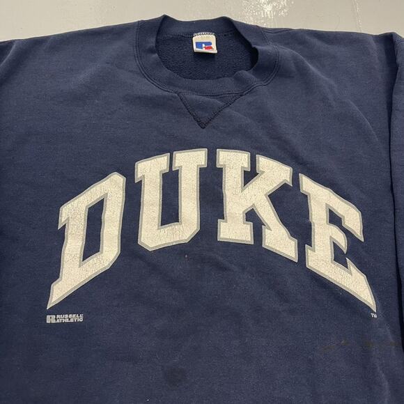 Vintage 90s Duke University Navy Russell Athletic Sweatshirt - Picture 2 of 5